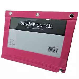 Bolsa de lápiz rosa con cremallera 3 anillos lona útiles escolares artesanía maquillaje organizador - Imagen 1 de 8