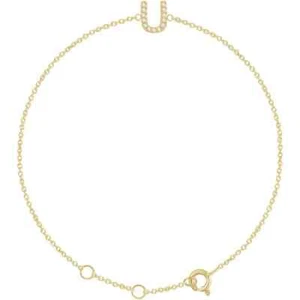 Pulsera inicial de diamante natural 14K amarillo 0,05 CTW U 6-7 - Imagen 1 de 2