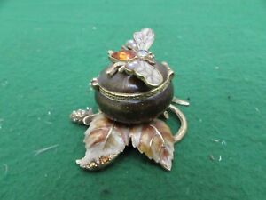 Jay Strongwater Aurum Bee On Leaf Mini Trinket Box, Swarovski Crystals