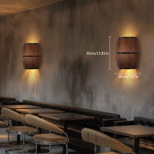 Wine barrel Wall Lamp Vintage American Country LED Light Home Restaurant Decor - Picture 1 of 11