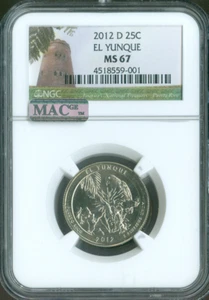 2012 D EL YUNQUE PARKS QUARTER NGC MS67 MAC SPOTLESS . - Picture 1 of 2