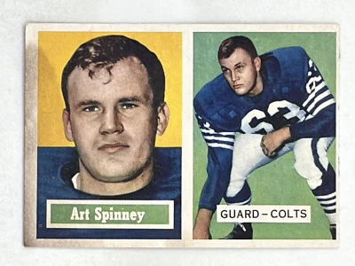 Art Spinney 1957 Topps #17 Sports NFL Baltimore Colts Vintage Trading Card - Image 1 of 2