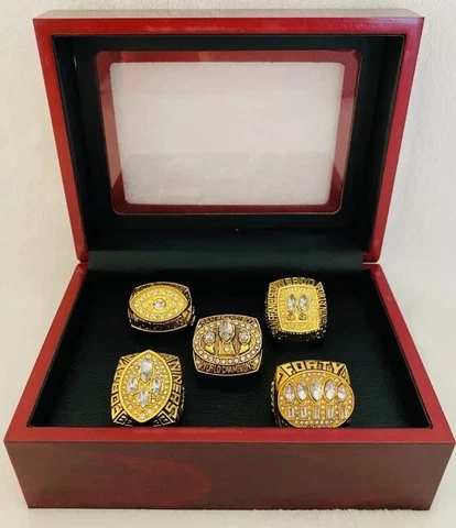 San Francisco 49ers Super Bowl 5 Ring Set, Montana, Rice, Young CORRECT SET RARE Cover