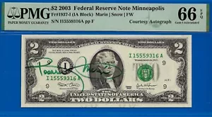 2003 2 $ Federal Reserve Schein - PMG 66EPQ - signiert von Schatzmeister Rosario Marin - Bild 1 von 2
