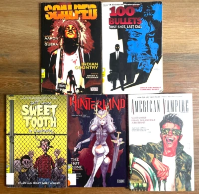 Lote de 5 novelas gráficas Vertigo DC Comics TPB 100 balas Hinterkind Sweet Tooth Foto 1 de 3