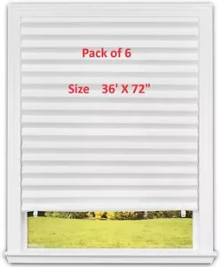 6 Pack,36" x 72” Light Filtering Pleated Paper Shades Window Blinds Sun UV Block - Picture 1 of 12