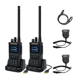 2*Retevis C1 Dual Band 5W Noise Reduction IP67 VFO Two Way Radio+2*Mic+USB - Zdjęcie 1 z 17