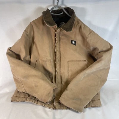 Chaqueta De Colección 1995 Polar King Distressed Chore Talla 50R Tostada Con Cuello de Pana Foto 1 de 4