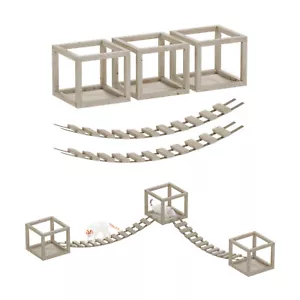 QLS Katzen Kletterwand Set mit 2 Brücken und 3 Liegen aus Holz Deckenmontage - Bild 1 von 16