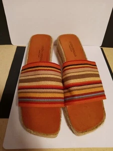 ANDRE ASSOUS Spain Sz 9.5 Espadrille Multi Colored WEDGE Slides Sandals EXCELLEN - Picture 1 of 7