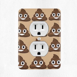 Poop Emoji Steckdose Abdeckplatte Duplex Steckdose Emoticon Poo Lustig Neu - Bild 1 von 1
