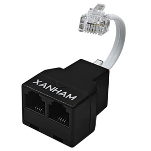 Phone Cable 2 Way Splitter RJ11 6P4C Telephone Line Cord Adapter with 3 Inch Cab - Picture 1 of 7