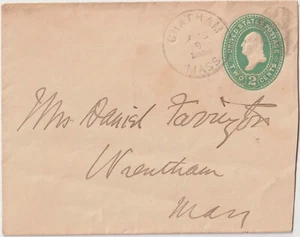 Chatham MA 2ct Entire 1894 To Wrentham Mass (Barnstable Co) (A226) - Picture 1 of 1