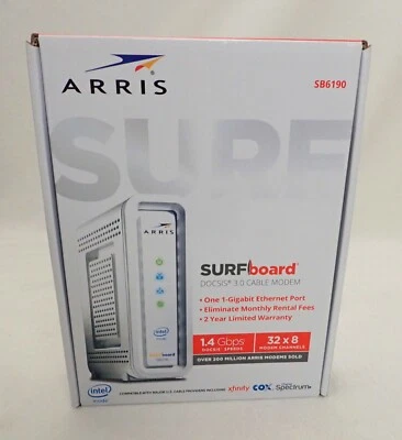 ARRIS SURFboard DOCSIS 3.0 Cable Modem SB6190 White Open Box - Image 1 of 4