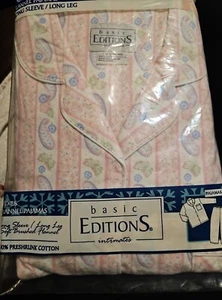 Vtg 2Pc Large Pajama Long Sleeve/Pant BE Intimates Cotton Flannel Floral NOS - Picture 1 of 4