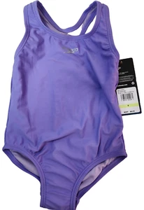 Speedo Girl's Swimsuit One Piece Closed Racerback, Purple Hebe, Size 4 - Picture 1 of 7