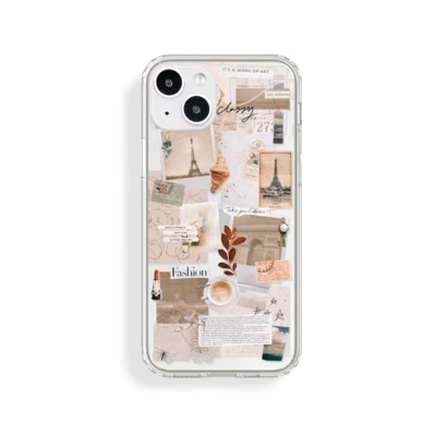 French Mood Board Collage Clear Phone Case For iPhone - Image 1 of 4