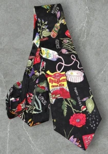 Nicole Miller Vintage 1990s Novelty Silk Tie for Men ~ Foodie Recipe Ingredients - Picture 1 of 3