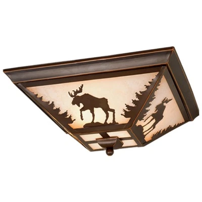 Yellowstone 3-Light Flush Mount in Rustic and Rectangular Style 5.75 Inches Tall - Image 1 of 4