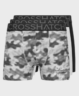 Mens Crosshatch 3 Pack Guillemot Stretch Boxer Shorts Underwear Set - Grey Camo - Image 1 of 4