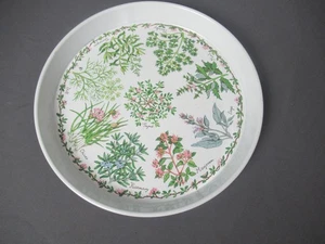 White Metal Vintage Herb Round Serving Tray - England - 12" Wide - g5 rb/vh - Picture 1 of 14