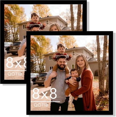 2 Paquetes Marco de Fotos 8x8 Negro, Madera de Ingeniería 8 x 8 Marco de Fotos, 8 por 8 Fotos Foto 1 de 4