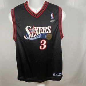 Reebok Swingman Jersey Allen Iverson #3 Philadelphia 76ers Youth Xl Mens M Black - Picture 1 of 16