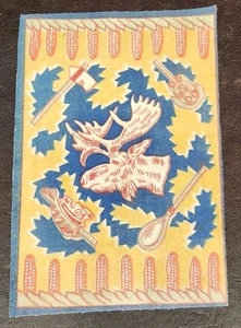 *RARE* Antique Tobacco Felt W/Moose & Native American Objects, 8.25 X 5.5"  - Picture 1 of 4
