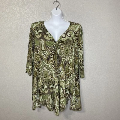 Túnica Babydoll De Colección Dressbarn Asimétrica Hada Bosque Talla 3X Verde Cachemira Foto 1 de 4