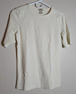 Duluth Trading Co. Elfenbein Creme Rippstrick Tshirt Freizeit Oberteil XS Kurzarm - Bild 1 von 4