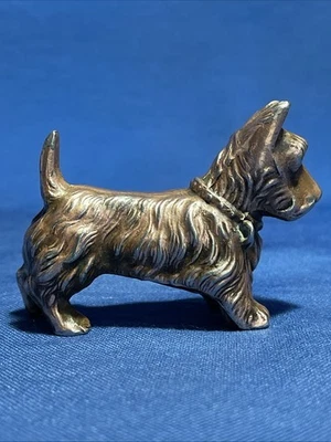 Фигурка собаки Скотти винтажная литая металлическая маленькая фигурка шотландского терьера - б/у в отличном состоянии Япония - Изображение 1 из 4