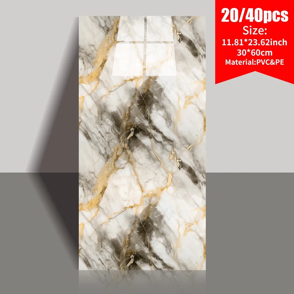20/40pcs Waterproof Peel&Stick Marble Wall Tiles,23.6"x11.8" Self-Adhesive Stick - Image 1 of 4