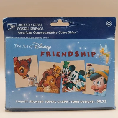 USPS Art of Disney Friendship 20 Stamped Postal Cards Booklet Sealed - Image 1 of 4