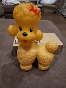 1963 Sun Rubber Rare Yellow Poodle Squeaky Toy Dog - Picture 1 of 13