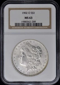 1902-O Morgan Dollar S$1 NGC MS63 - Picture 1 of 2