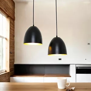 Pendelleuchte Lámpara Colgante 2-flammig Negro Oro Retro Metal Cocina Comedor - Imagen 1 de 6