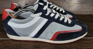 Men Sz 13.5 /44 Hugo Boss Orange Men Running Shoes Blue Gray Suede  Sneakers - Picture 1 of 7