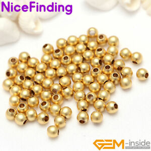 14K Yellow Gold Filled Ball Smooth Spacer Loose Beads Jewelry Making 100 Pieces