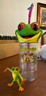 VINTAGE Rainforest Cafe Frog Cup And Snack Cup Holder With Straw And Toy.
