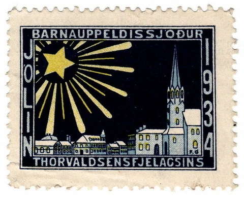 (I.B) Iceland Cinderella : Christmas Seal 1934 (Thorvaldsen Society) Cover