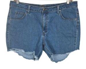 Riders By Lee Blue Denim Ripped Hem High Rise Shorts Women Size 18 Medium - Picture 1 of 5