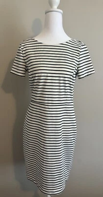 Vestido midi para mujer Banana Republic manga corta a rayas blanco y negro talla 4 Foto 1 de 4