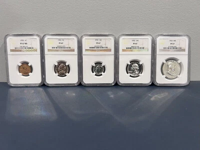 1953 Proof Set 1c, 5c, 10c, 25c, 50c ALL NGC PF67 (CGE) - Image 1 of 4