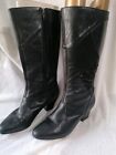LUXURY SIZE 4.5 EQUITY BLACK LEATHER BLOCK HEEL TALL KNEE HIGH  BOOTS USED ONCE 
