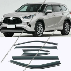 6x For Toyota Highlander 2020-24 Window Visors Sun Rain Guard Deflector W/Chrome - Picture 1 of 7
