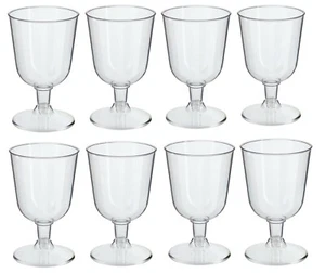 Wine Glasses Set Of 8 Plastic Clear Wedding Party BBQ Drinking Glass 115ml 3.8oz - Picture 1 of 3