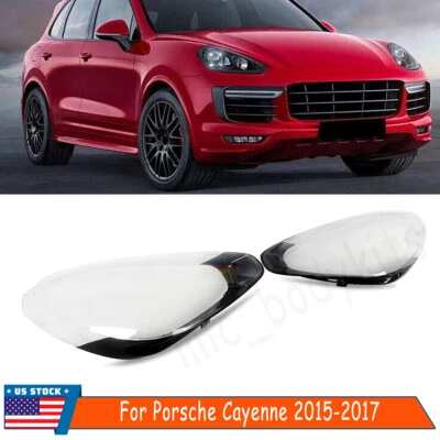 For Porsche Cayenne 2015 2016 2017 Headlight Headlamp Lens Lamp Cover Clear Pair - Image 1 of 4