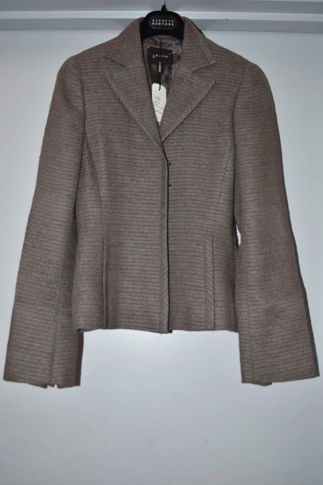 New A-K-R-I-S AKRIS Jacket Blazer Coat Nesrin Ash Brown Grey Linen Flax 6 - Image 1 of 4