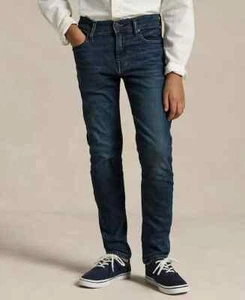 Polo Ralph Lauren Eldridge Skinny-Fit Jeans Big Boys 18 Blue Denim Button Zip - Picture 1 of 17
