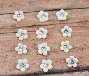 RECUERDOS FLORES MIGAJON BLANCO BLANCAS 12 X Primera Comunion BAUTIZO BLING FLOR - Picture 1 of 5